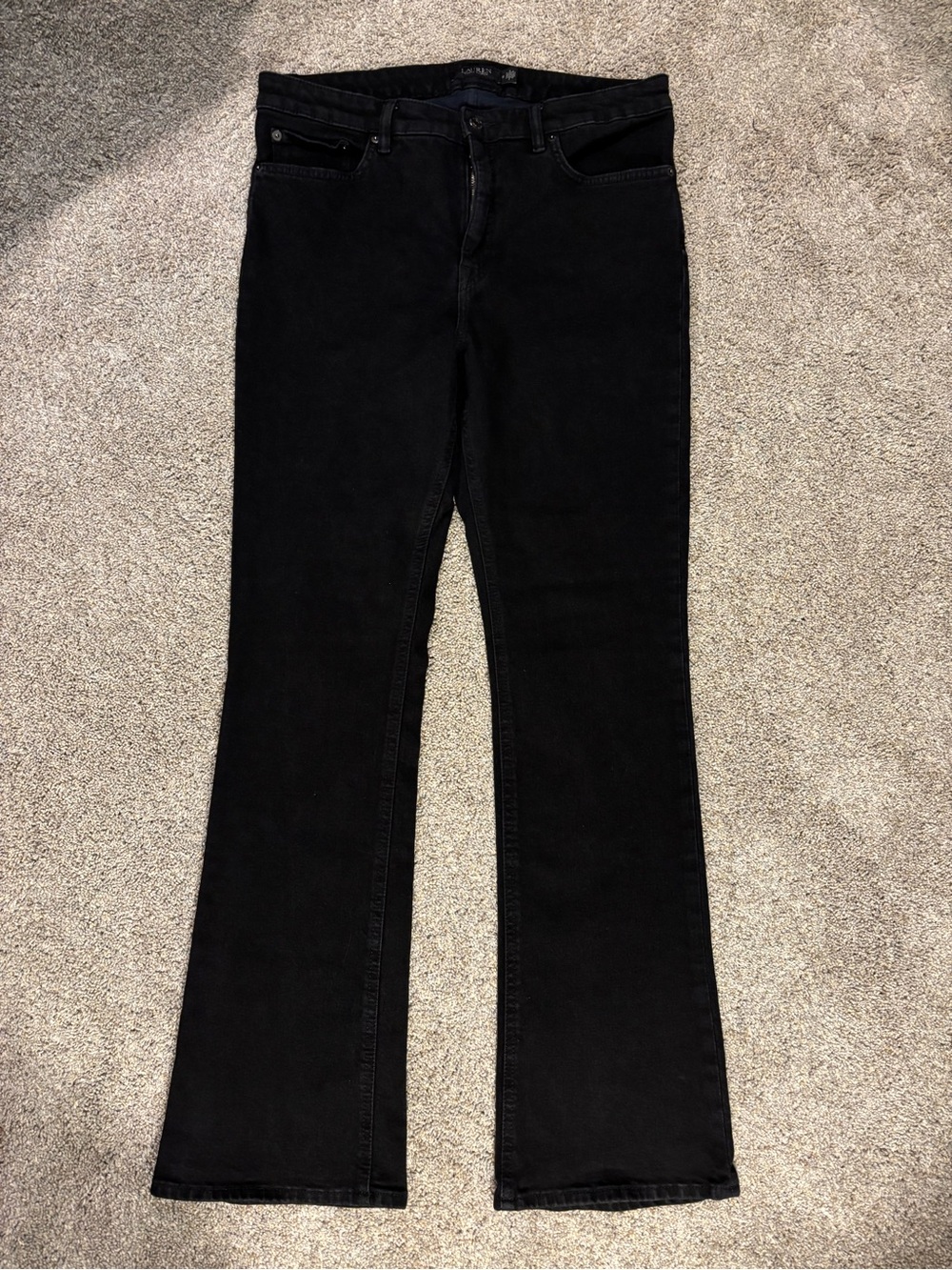 Lauren Ralph Lauren Womens Black Dark Wash Mid Rise Bootcut Jeans 12